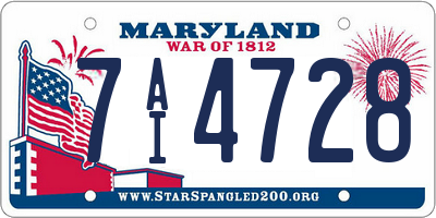 MD license plate 7AI4728