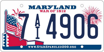 MD license plate 7AI4906