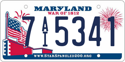 MD license plate 7AI5341