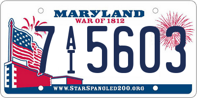 MD license plate 7AI5603