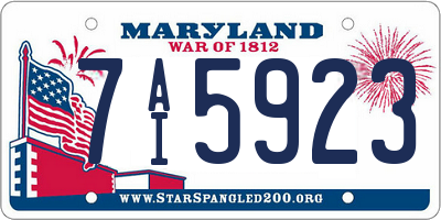 MD license plate 7AI5923