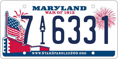 MD license plate 7AI6331
