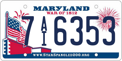 MD license plate 7AI6353