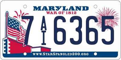 MD license plate 7AI6365