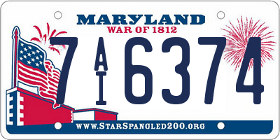 MD license plate 7AI6374
