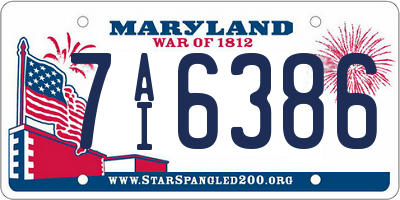 MD license plate 7AI6386