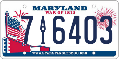 MD license plate 7AI6403