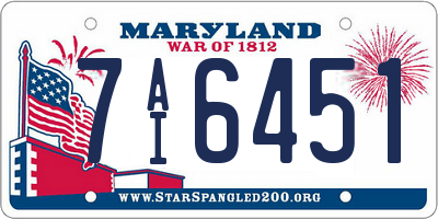 MD license plate 7AI6451