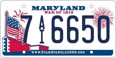 MD license plate 7AI6650