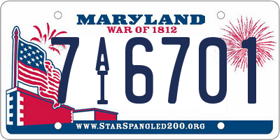 MD license plate 7AI6701
