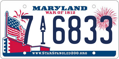 MD license plate 7AI6833