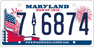 MD license plate 7AI6874