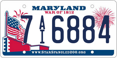 MD license plate 7AI6884