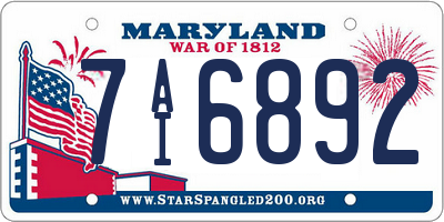 MD license plate 7AI6892