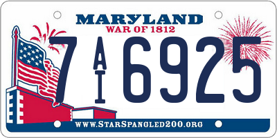 MD license plate 7AI6925