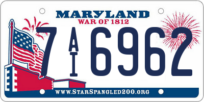 MD license plate 7AI6962