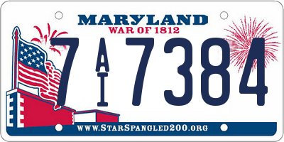MD license plate 7AI7384