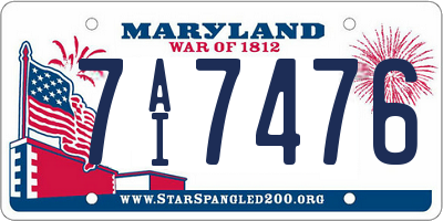 MD license plate 7AI7476