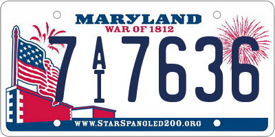 MD license plate 7AI7636
