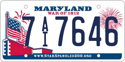 MD license plate 7AI7646