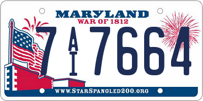 MD license plate 7AI7664
