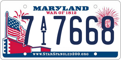 MD license plate 7AI7668