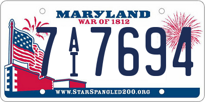 MD license plate 7AI7694