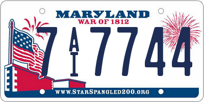 MD license plate 7AI7744