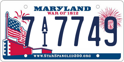 MD license plate 7AI7749