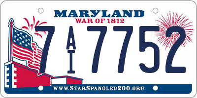 MD license plate 7AI7752