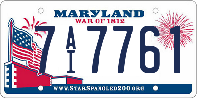 MD license plate 7AI7761