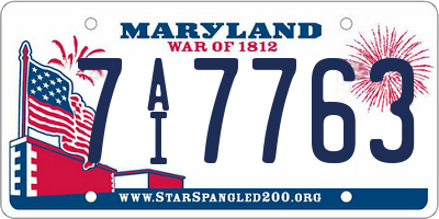 MD license plate 7AI7763