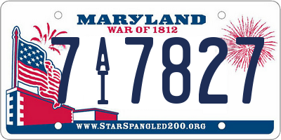 MD license plate 7AI7827
