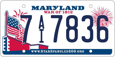 MD license plate 7AI7836