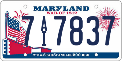 MD license plate 7AI7837