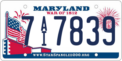 MD license plate 7AI7839
