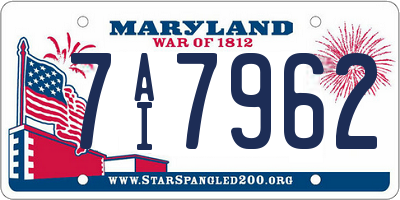 MD license plate 7AI7962