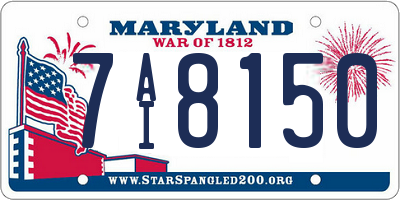 MD license plate 7AI8150