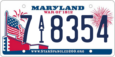 MD license plate 7AI8354
