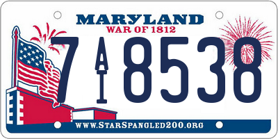 MD license plate 7AI8538