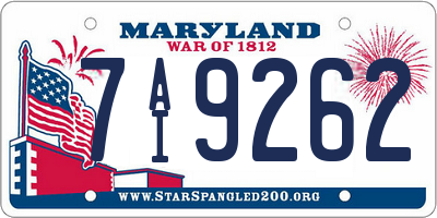 MD license plate 7AI9262