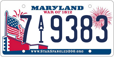 MD license plate 7AI9383