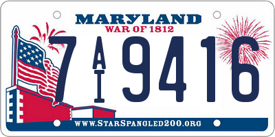 MD license plate 7AI9416