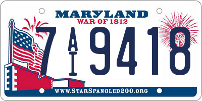 MD license plate 7AI9418