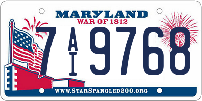 MD license plate 7AI9768