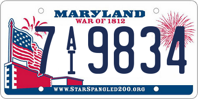 MD license plate 7AI9834