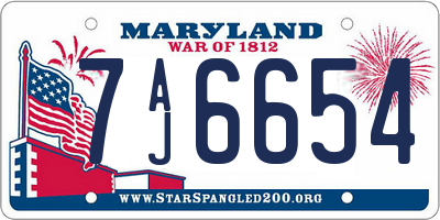 MD license plate 7AJ6654
