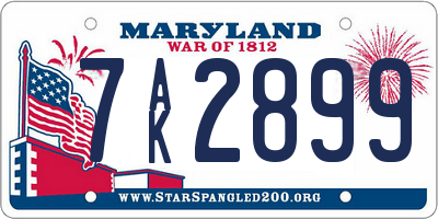 MD license plate 7AK2899