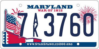 MD license plate 7AK3760