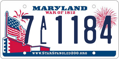 MD license plate 7AL1184